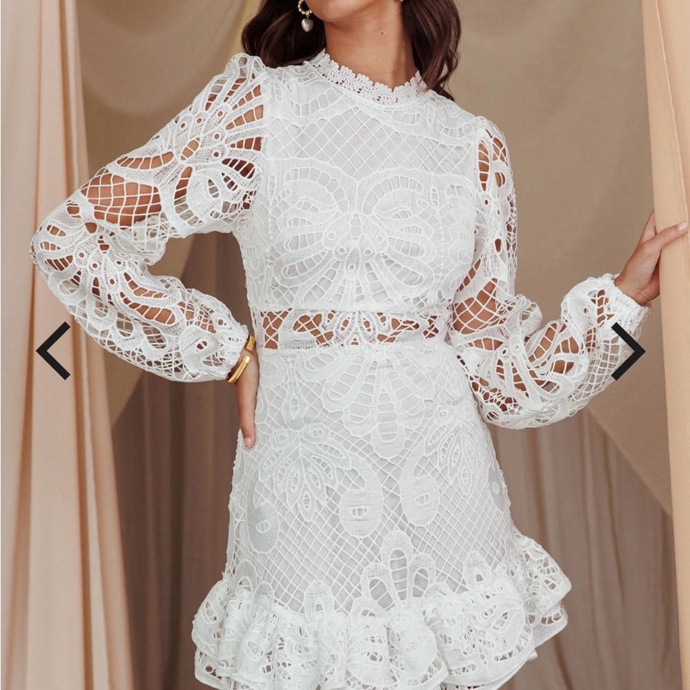 Selfie Leslie White Lace Mini Dress